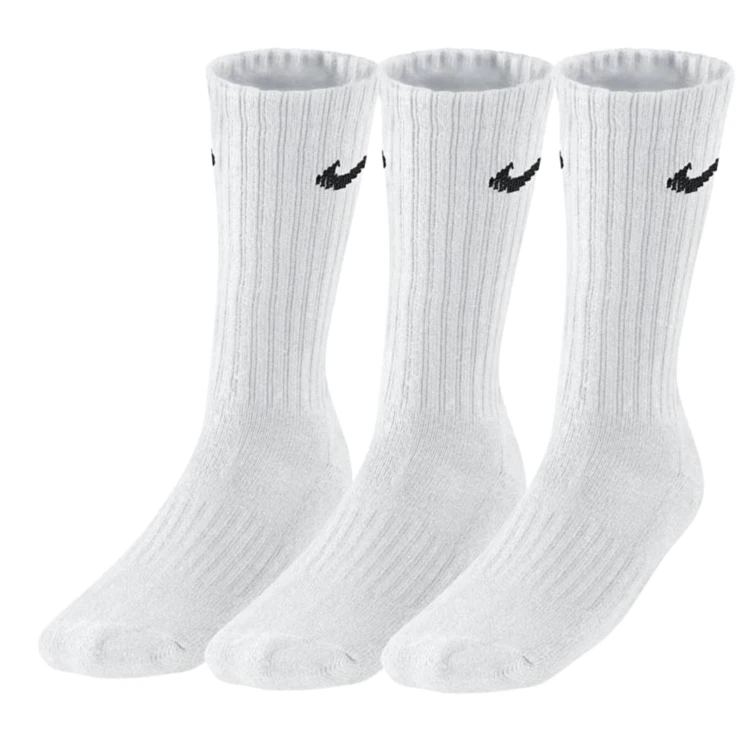 NIKE WYSOKIE SKARPETY SKARPETKI 3 PARY BIAŁE CUSHIONED CREW SX4508-101