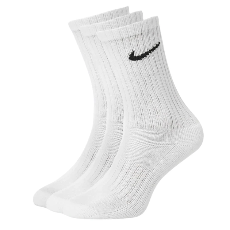 NIKE WYSOKIE SKARPETY SKARPETKI 3 PARY BIAŁE CUSHIONED CREW SX4508-101